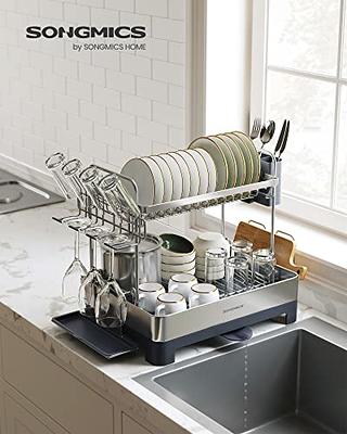 Dish Drying Rack, Expandable Dish Racks for Kitchen Counter with Versatile  Pot Pan Rack, Large Stainless Steel Dish Drainers with Utensil Holder