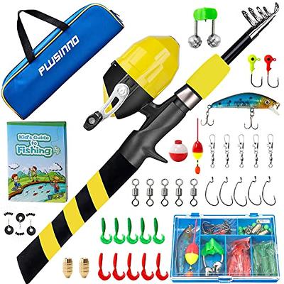 PLUSINNO Kids Fishing Pole, Portable Telescopic Fishing Rod and Reel Combo  Kit - with Spinning Fishing Reel Tackle Box for Boys, Girls, Youth