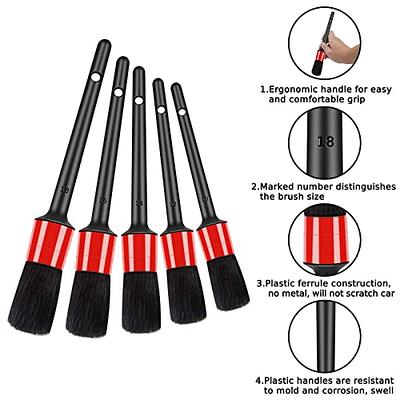 HMPLL 10pcs Auto Car Detailing Brush Set Car Interior Cleaning Kit Includes  5 Boar Hair Detail Brush,3 Wire Brush, 2 Air Vent Brush for Cleaning Car