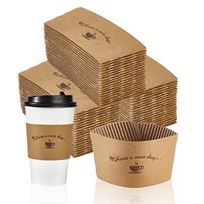 [300 Pack] 16oz Disposable White Paper Coffee Cups with Black Dome Lids and  Protective Corrugated Cup Sleeves - Perfect Disposable Travel Mug for