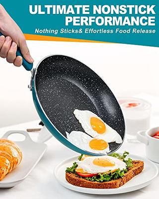 MICHELANGELO Non Stick Frying Pans Set, 8 Inch & 10 Inch Skillet Set, Frying  Pans Nonstick with Granite Interior, Enamel Nonstick Pans for Cooking, Frying  Pan Set with Silicone Handle, Cyan - Yahoo Shopping