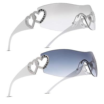 Women's Retro 90s Shield Star Jewel Wrap Around Sunglasses