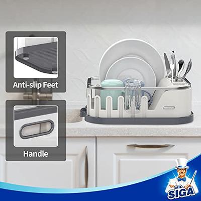 MR.SIGA Dish Drying Rack for Kitchen Counter, Compact Dish Drainer