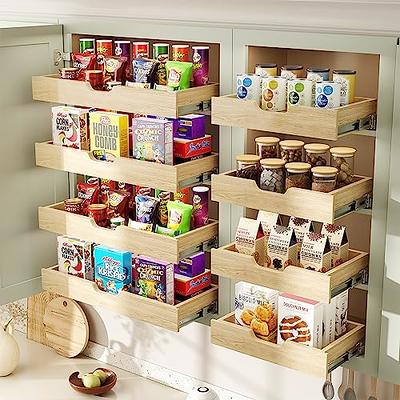 LOVMOR Soft Close Wood Pull Out Cabinet Organizer 10½” W x 10 ³/₁₀” D, Slide  Out Cabinet Organizer with Full Extension Rail Slides Pull Out Drawer for  Wall Cabinets and Pantry 