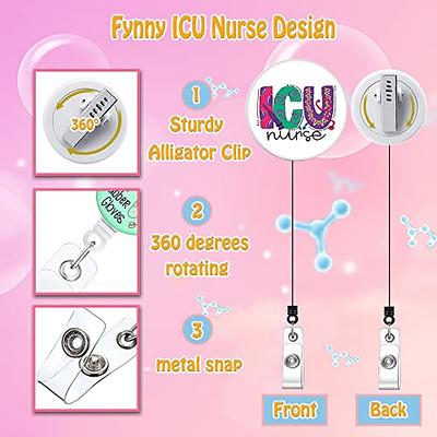 ANDGING ICU Nurse Badge Reel Cute Funny ER Badge Reels Retractable for Nurses  Badge Clip CNA