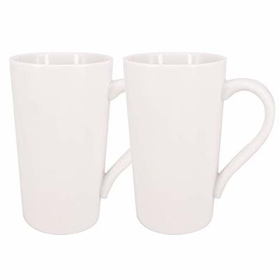 Belinlen 2 Pack 16 OZ Coffee Cup Simple Pure White Ceramic Cup Plain Large  Tall White Ceramic Milk Tea Coffee Mug with Handle