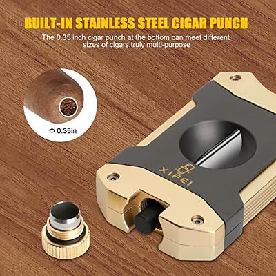 XIFEI Cigar Cutter, Stainless Steel V-Cut Cigar Cutter Built-in Cigar  Puncher (Black Gold-1) - Yahoo Shopping