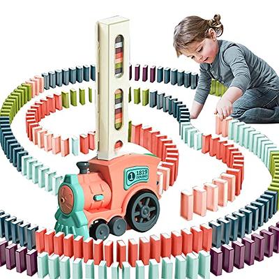 NEWCREATIVETOP Wooden Dominos Blocks Set, Kids Game Educational Play Toy,  Domino Racing Toy Game (240PCS)