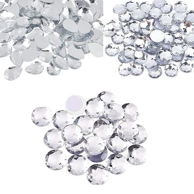 FINGERINSPIRE Acrylic Clear Rhinestones Flat Back Round & Teardrop