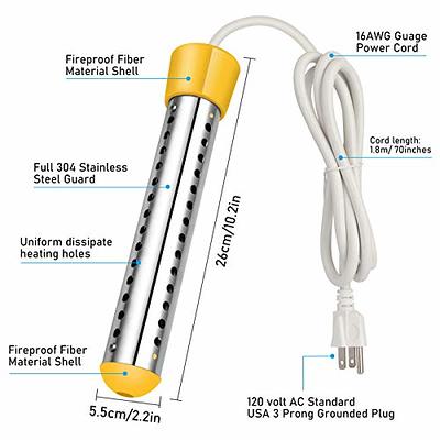 Immersion Water Heater, with 304 Stainless Steel Cover Intelligent  Temperature Control and Digital LCD Thermometer Portable Bucket Heater Heat  5 Gallons of Water in Minutes 1500W 