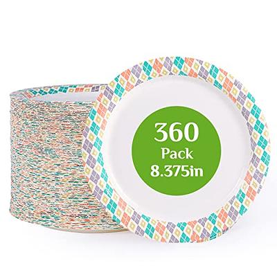 Comfy Package [500 Count] 6 inch Disposable White Uncoated Plates, Decorative Paper Plates