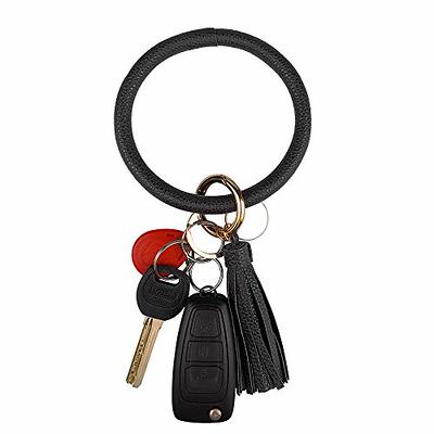 Leather Bracelet Key Ring Bangle Keyring, Tassel Ring Circle Key Ring  Keychain Wristlet for Women Girls – Free Your Hands (Black) - Yahoo Shopping