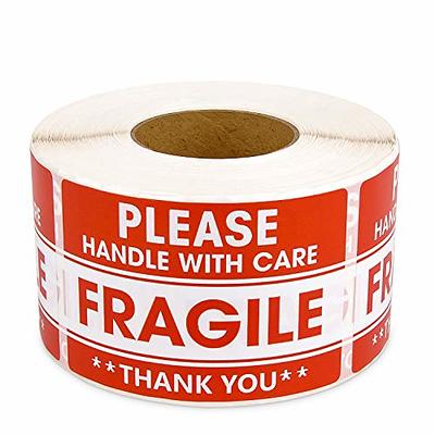 Red Fragile Warning Stickers for Safe Shipping Packing of Goods with Clear  Large Font Text and Strong Adhesive Backside | 1 Roll 500 Labels 2 x 3