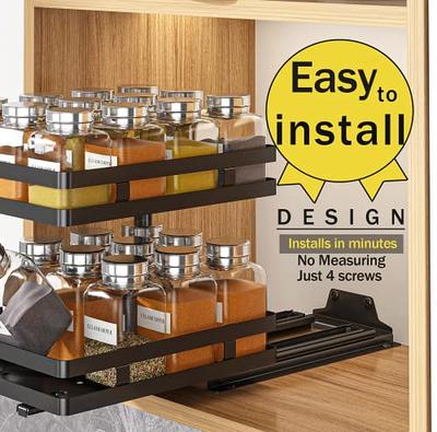 2 Packs Pull Out Spice Rack Organizer for Cabinet, Durable Slide Out Spice  Racks Organizer, Easy to Install Spice Cabinet Organizers