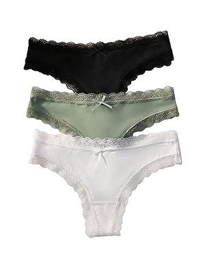 SOLY HUX Women's 3 Piece Lace Sheer Briefs Mid Rise Panties Set