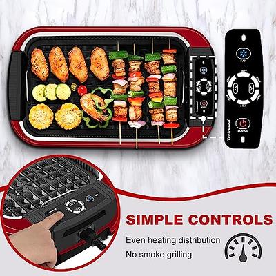Indoor Smokeless Grill, Techwood 1500W Electric Indoor Grill with Tempered  Glass Lid, Portable Non-stick BBQ Korean Grill, Turbo Smoke Extractor  Technology, Drip Tray& Double Removable Plate, Red - Yahoo Shopping