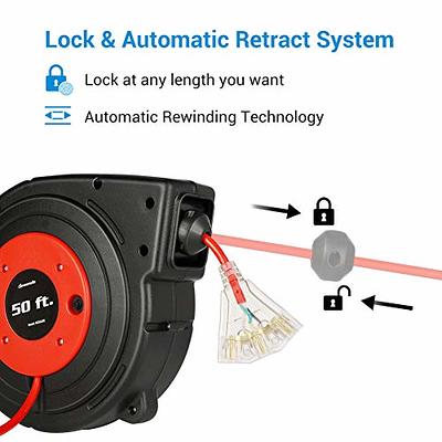 DEWENWILS 40FT Extension Cord Reel, Retractable Extension Cord