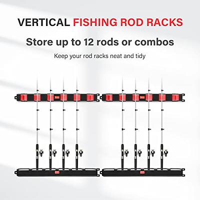 TUEHUTDE Fishing Rod Holders,Vertical Fishing Pole Holders Fishing Rod Rack  Wall Mount Fishing Pole Rack Rod Storage Racks for Garage Room, Boats, Ceiling, RV - Store 6 Fishing Rods or Combos,1 Pair 