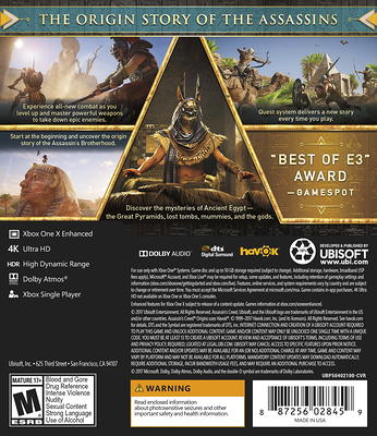 Assassin's Creed: Origins Day 1 Edition, Ubisoft, PlayStation 4,  887256028428 