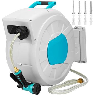 Retractable Garden Hose Reel, 1/2×100+6.5 FT Wall Mount Water Hose Reels,  with 9 Pattern Hose Nozzle and 180° Swivel Bracket, Any Length Lock - Yahoo  Shopping