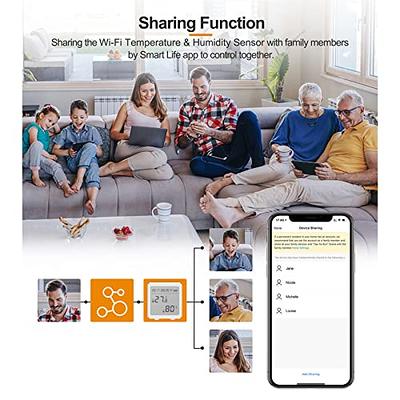 WiFi Humidity Temperature Monitor: Smart Hygrometer Thermometer for Remote  Monitor and Alert, High Precision Indoor Thermometer with TUYA App, No Hub