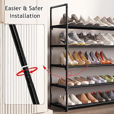 HITHIM 5 Tier Long Shoe Rack,Stackable Wide Shoe Shelf for Shoe