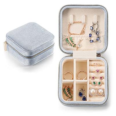 Sightor Velvet Travel Jewelry Box Organizer, Small Jewelry Case with Mirror  Portable Display Jewelry Storage Case for Rings Earrings Necklace Bracelet,  Perfect for Women (Blue) - Yahoo Shopping