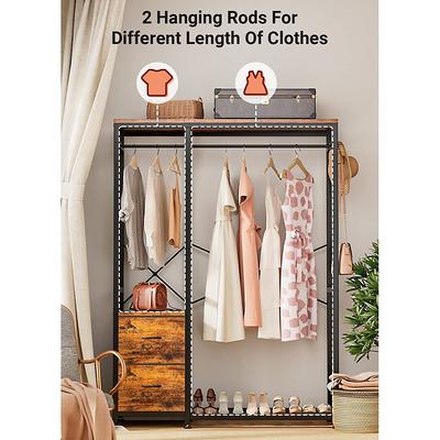 Black/ White Modern Clothes Garment Rack,Metal and Wood Closet Rack Closet  Organizer System with Hanging Rod and Shelf - Yahoo Shopping