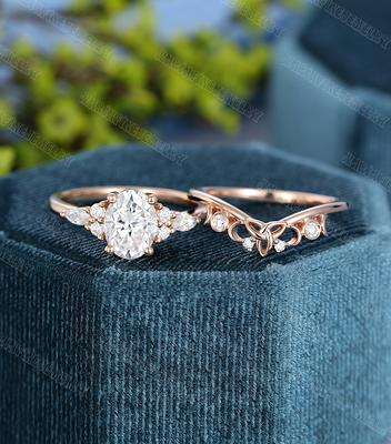 Unique Moissanite Engagement Rings, Upside-Down Engagement Ring 14K Gold