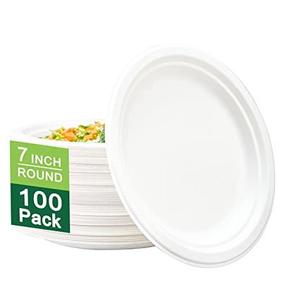 Komphy 300 Pack Disposable Paper Plates, 6 Inch 100% Compostable