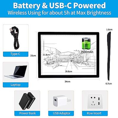 Rechargeable Tracing Light Box, comzler Battery Powered LED Light Board A4 Size Portable, Bright Ultra-Thin Light Pad for Diamond Painting, Light