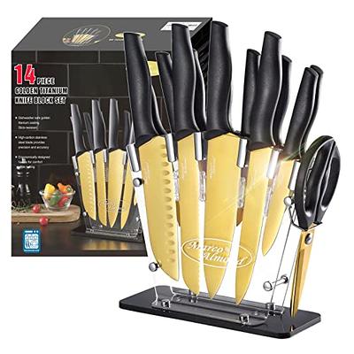 Costway 15pcs Knife Set Stainless Steel Knife Block Set w/ Ergonomic Handle  