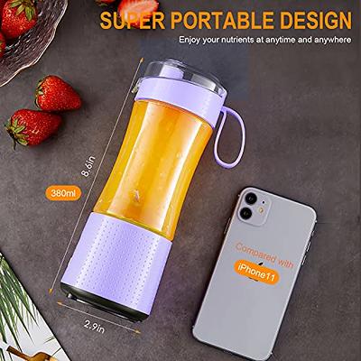 Portable Blender, Vaeqozva USB Rechargeable Smoothie on The Go Blender Cup with Straws, Protein Shakes Fruit Mini Mixer