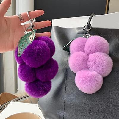 Tonsamvo Cute Keychains for Women/Girls, Kawaii Anime Pom Pom Key Chain  Accessories Wristlet Keychain for Backpack Handbag Car Keys