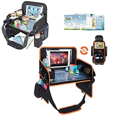 ZEAZU Kids Travel Tray with Bag - Toddler Car Seat Tray, Foldable Lap  Travel Table Desk with iPad Holder, Drawing Board, Storage Pocket Organizer  for