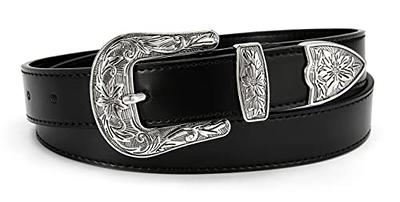 JASGOOD Western Belts for Men Women Jeans Pants Cowboy Rhinestone Leather  Brown Belt 