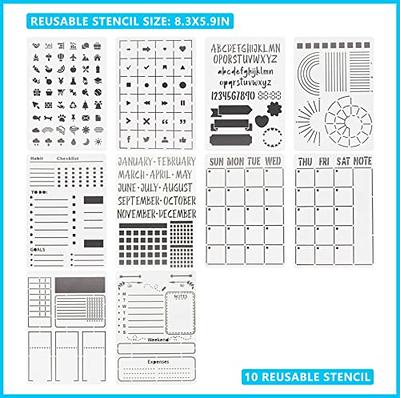  Y&I Bullet Dotted Journal Kit, A5 Hardcover Dotted Journal  Notebook with 184 Numbered Pages, 120GSM Thick Paper, Stencils Stickers  Pens Washi Tapes, Dotted Journaling Kit for Beginners (Brown) : Office  Products