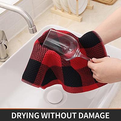 Homaxy 100% Cotton Kitchen Towel Waffle Weave Check Towel Absorbent  Dishcloth Super Soft Kitchen Cloths Household Scouring Pad