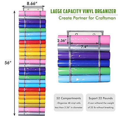 Vinyl Storage Organizer - Vinyl Roll Holder Wall Mount/over The Door, Craft  Vinyl Storage Rack, Hanging Organizer Storage With 48 Roll Compartments Fo