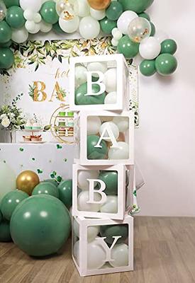 Baby Shower Decorations for Boy Girl New Born Baby 4 Baby Shower Boxes 60  Balloons 4 String LED Lights Boy Baby Shower Decorations 