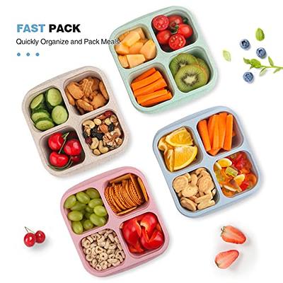 ozazuco 4 Pack Snack Containers, Divided Bento Snack Box, 4