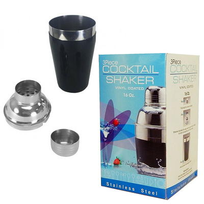 3 Piece Cocktail Shaker - Stainless Steel - 16 oz