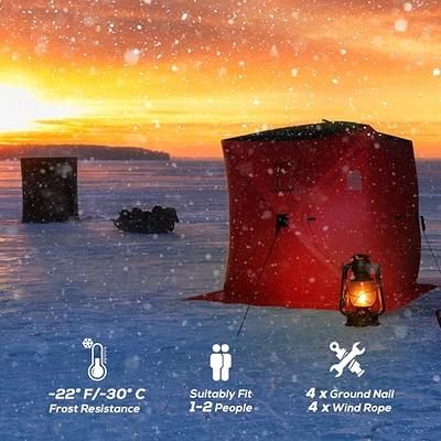 Outsunny 2 Person Ice Fishing Shelter, Pop-Up Portable Ice Fishing Tent  with Carry Bag, Windows and Anchors for Low-Temp -22℉, Red - Yahoo Shopping