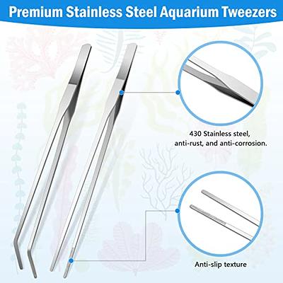 Stainless Steel Long Feeding Tongs For Aquariums Straight Aqua