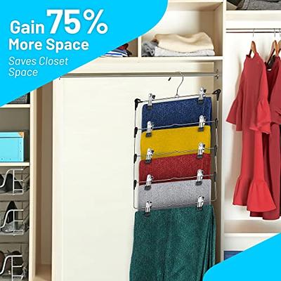 5-Tier Skirt Hangers with Clips (3 PK) Pant Hangers Space Saving Hangers in  one Clothes Hangers with Clips for Closet Bottom Metal Pants Hangers -  Yahoo Shopping