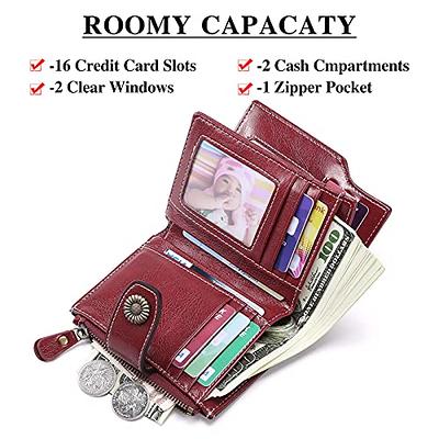 FALAN MULE Small Wallet for Women Genuine Leather Bifold card holder RFID  Blocking Coin Purse