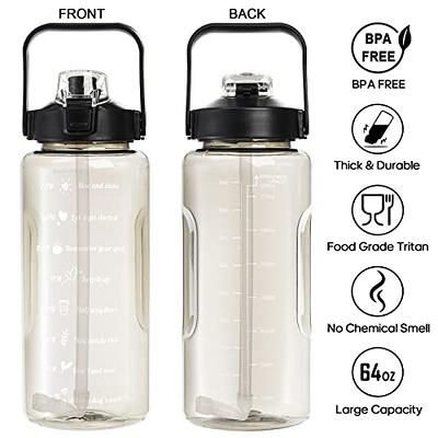 Half Gallon Water Bottle with Sleeve & Strap 64 OZ Water Bottle  Motivational with Straw & Time Marker to Drink Leakproof Tritan BPA Free  Workout Gym