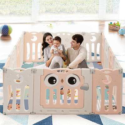 Large 14Panel Baby Playpen Foldable Kid Activity Center Toddler Safety Play  Yard