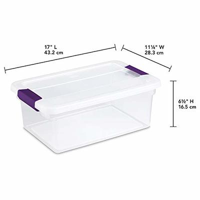 Sterilite 30 Qt Clear Plastic Stackable Storage Bin w/ Grey Latch