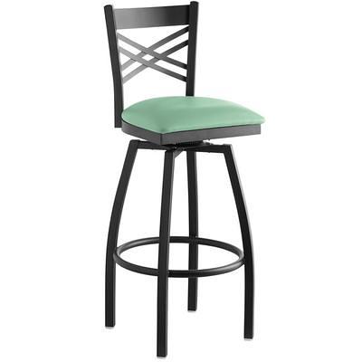 Lancaster Table & Seating Black Finish Ladder Back Swivel Bar Stool with 2  1/2 Seafoam Vinyl Padded Seat - Yahoo Shopping